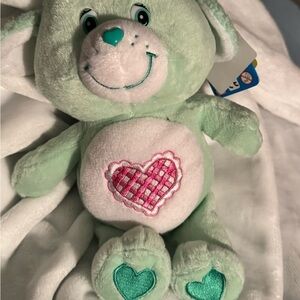 Mint Green Plush Bear with Heart Design